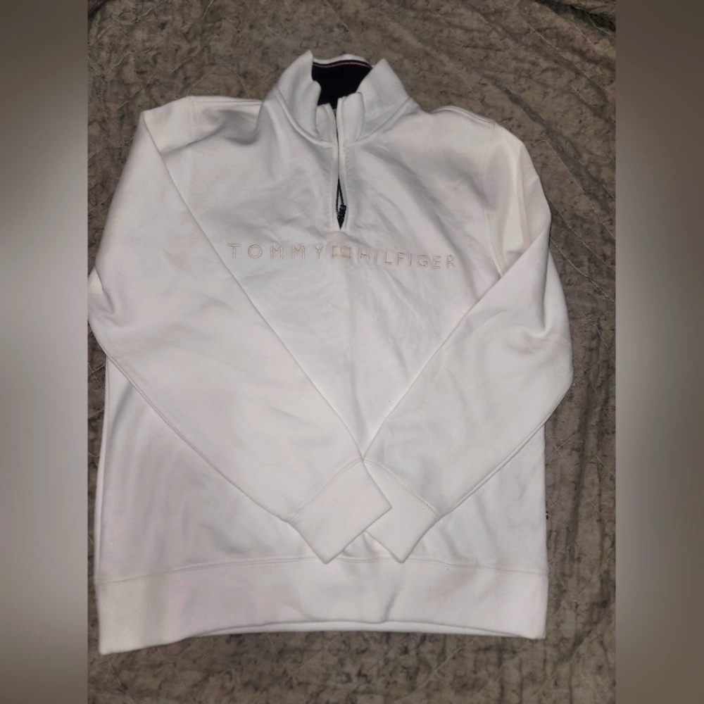 Mens Beige Tommy Hilfiger 1/2 Zip LARGE